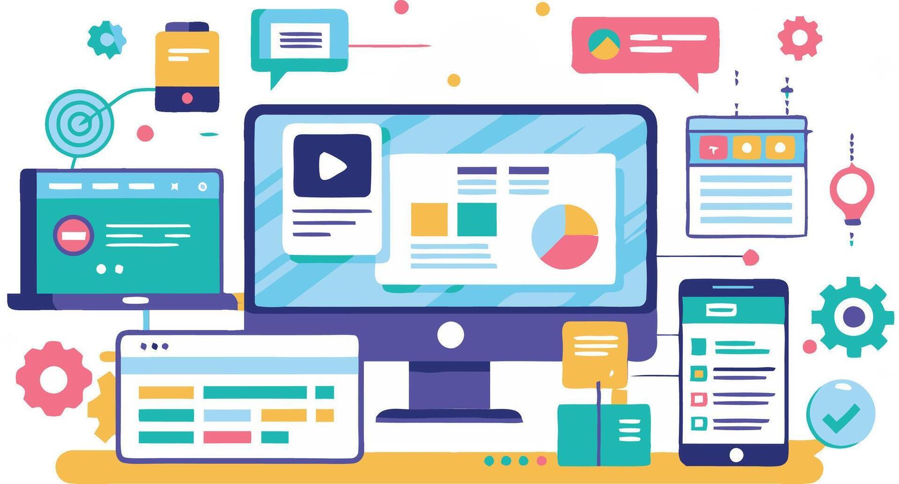 UI UX interface elements and browser windows, web design, software development, or app design vector