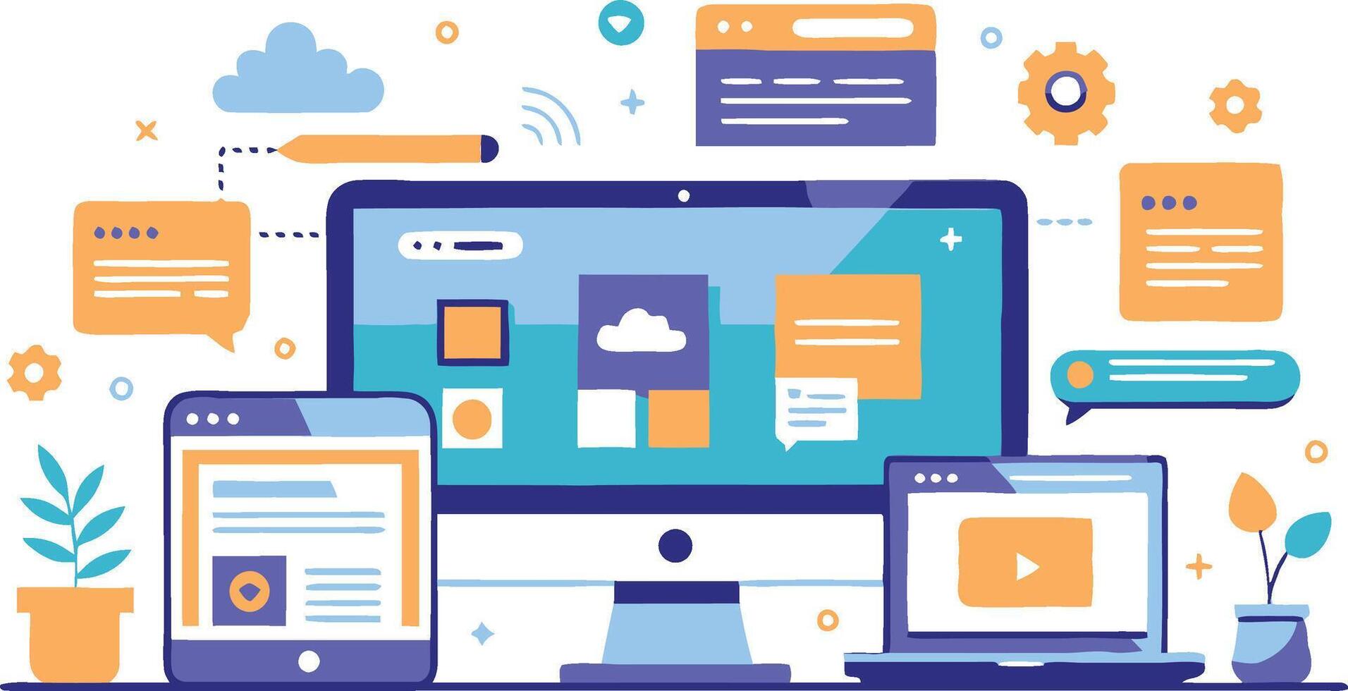 UI UX interface elements and browser windows, web design, software development, or app design vector