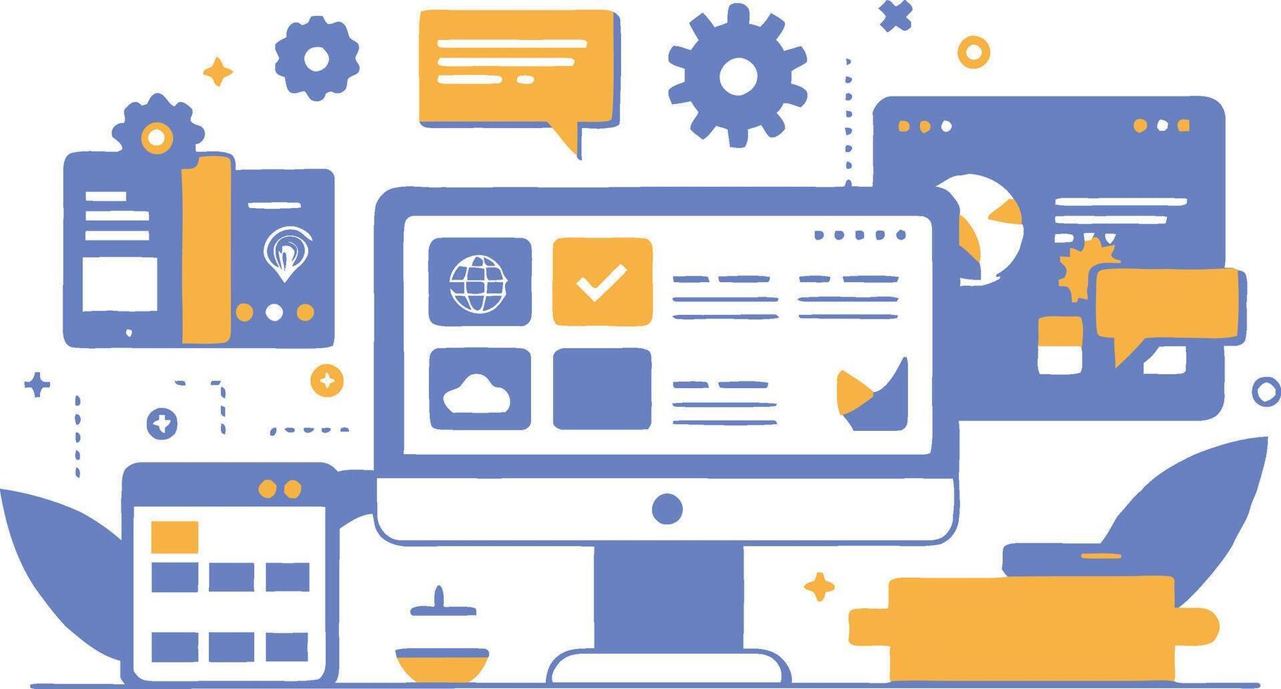 UI UX interface elements and browser windows, web design, software development, or app design vector