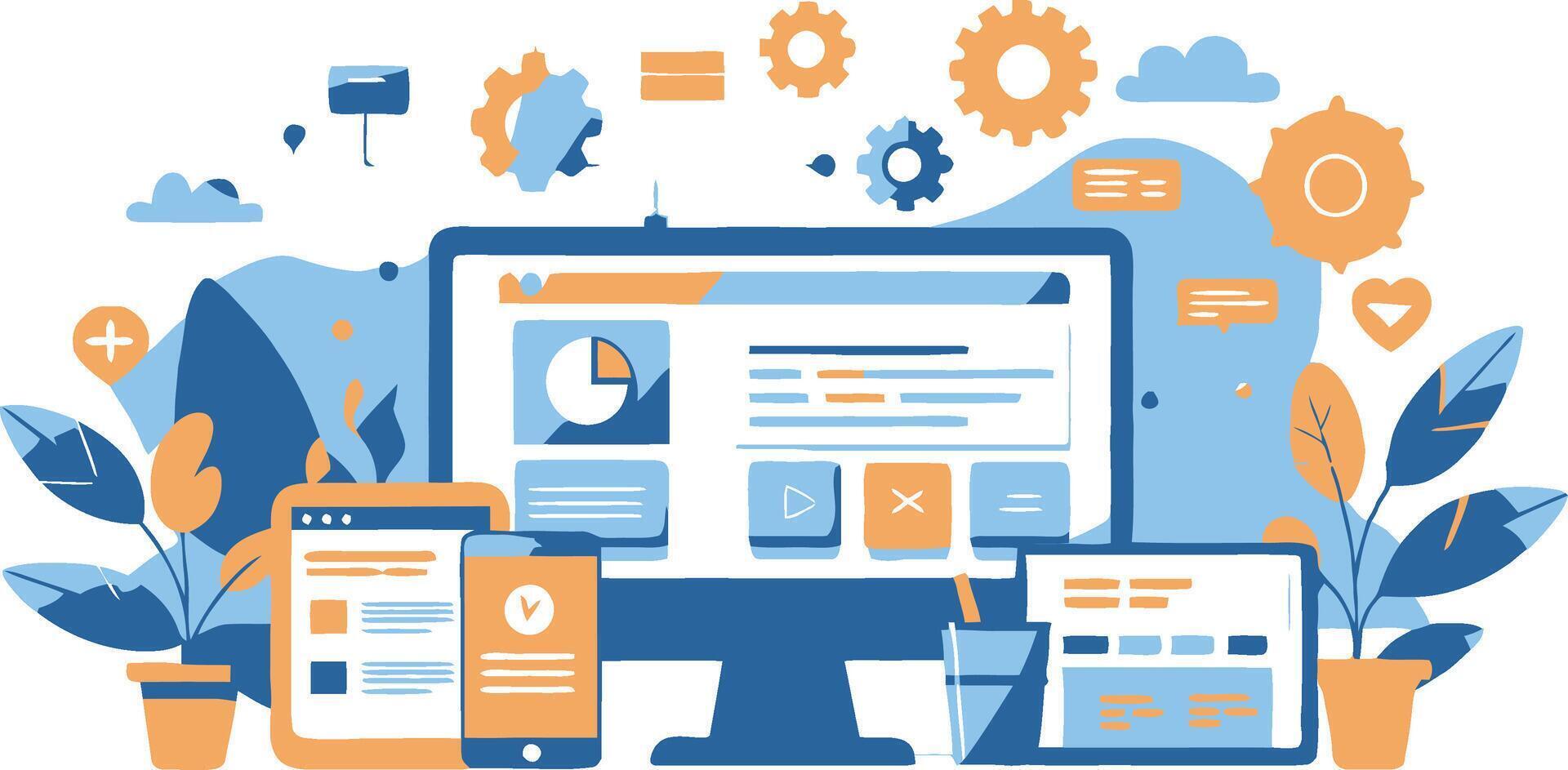 UI UX interface elements and browser windows, web design, software development, or app design vector
