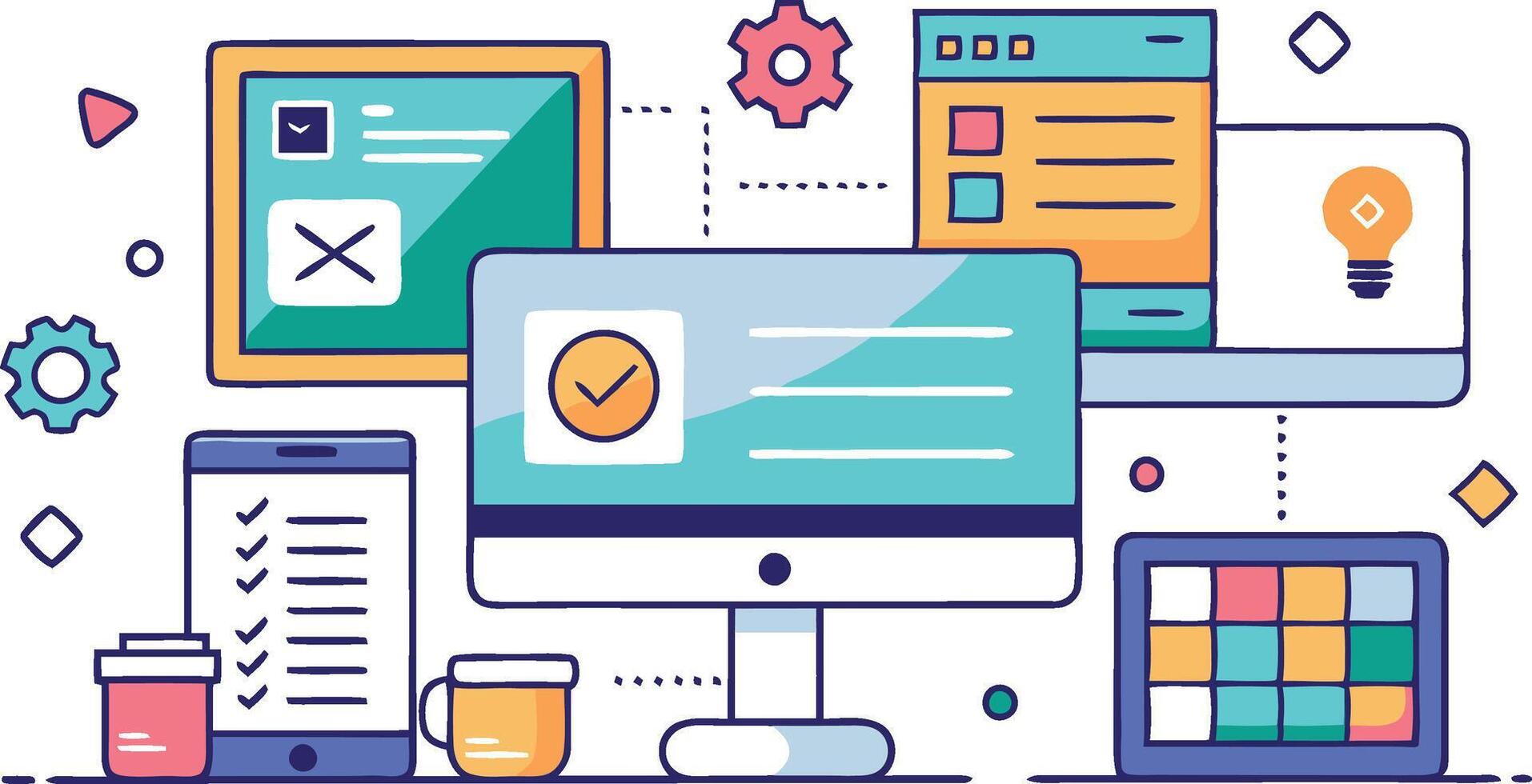 UI UX interface elements and browser windows, web design, software development, or app design vector