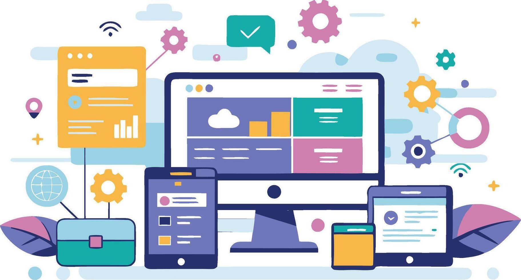 UI UX interface elements and browser windows, web design, software development, or app design vector
