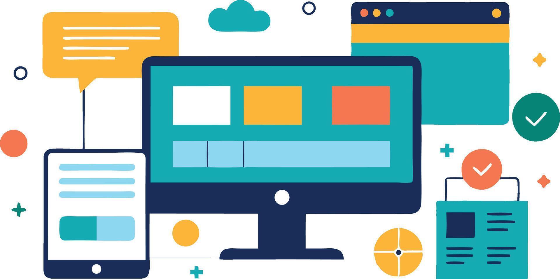 UI UX interface elements and browser windows, web design, software development, or app design vector