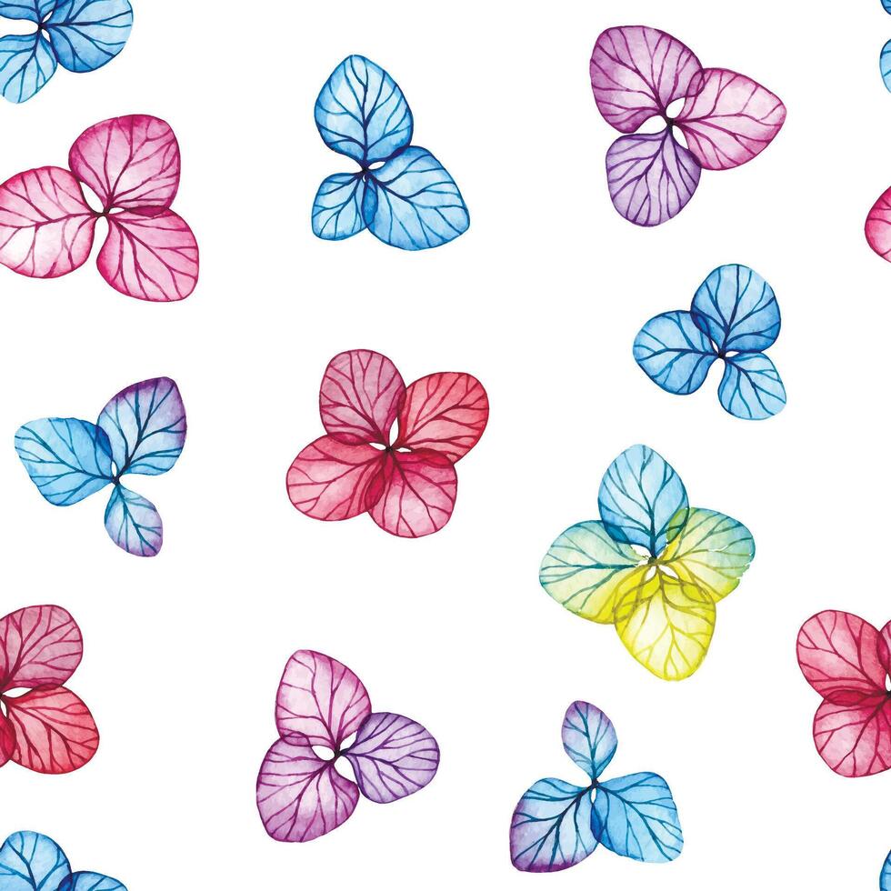 seamless pattern of hydrangea flowers. watercolor drawing with bright flowers vector