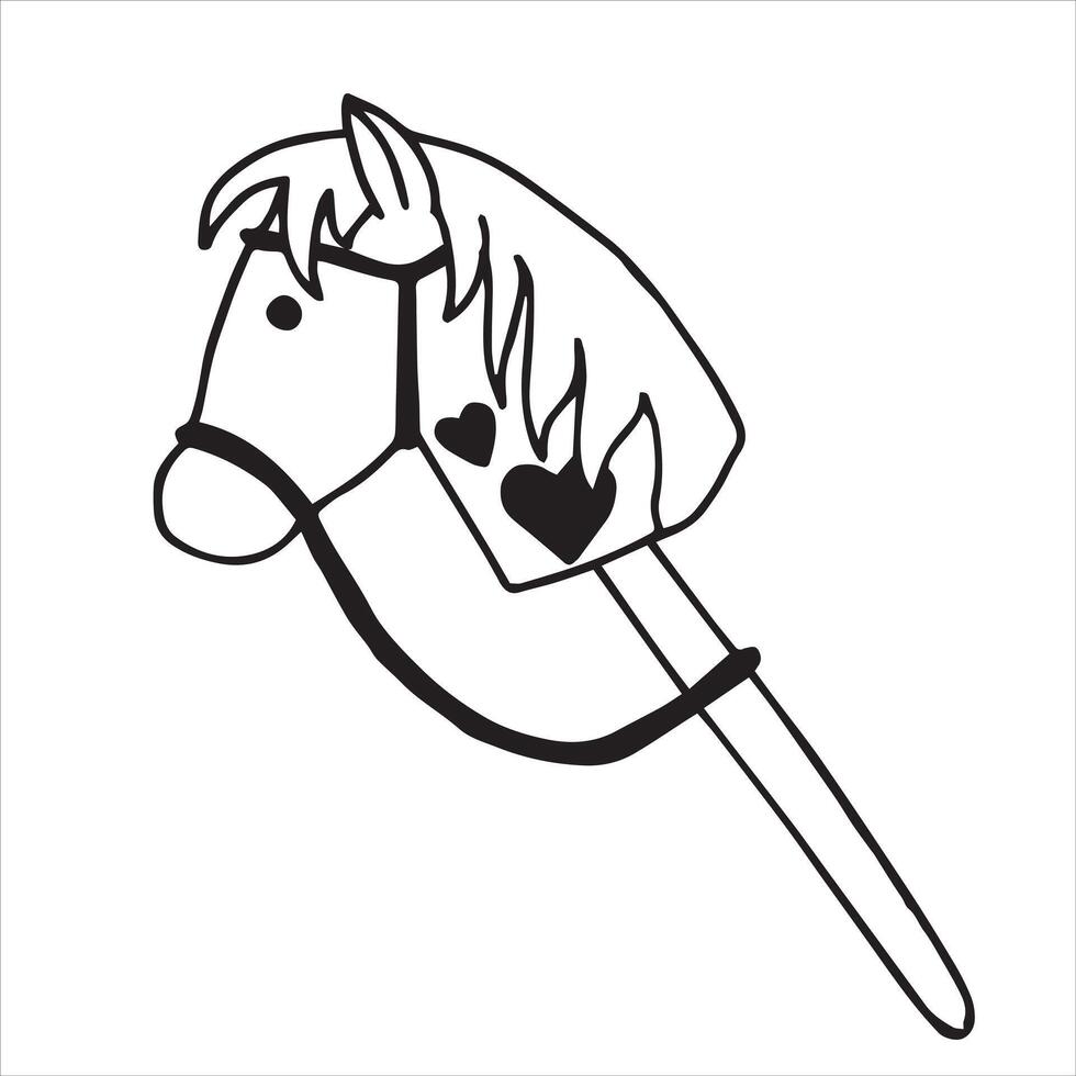 hobby horsing. cute doodle style illustration with a toy horse vector