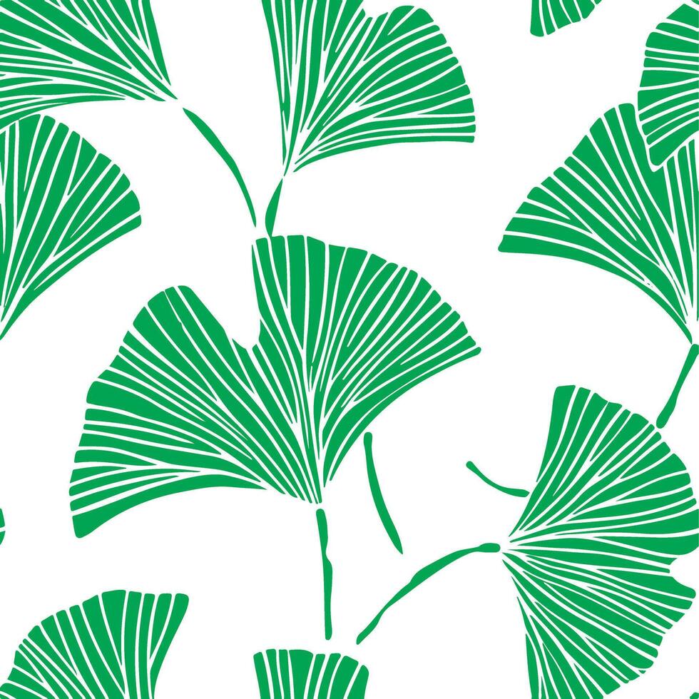 seamless pattern with tropical ginkgo leaves. vector
