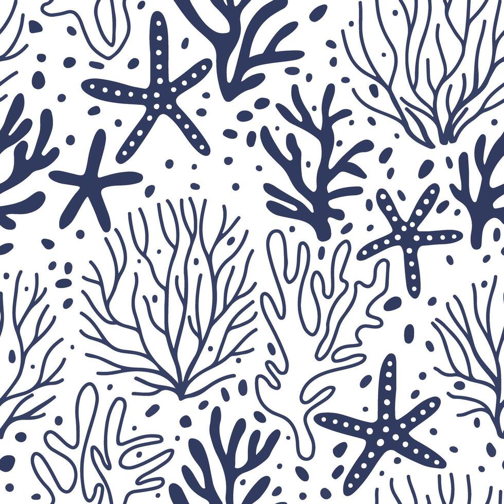 seamless pattern of sea life leaves, simple pattern. vector