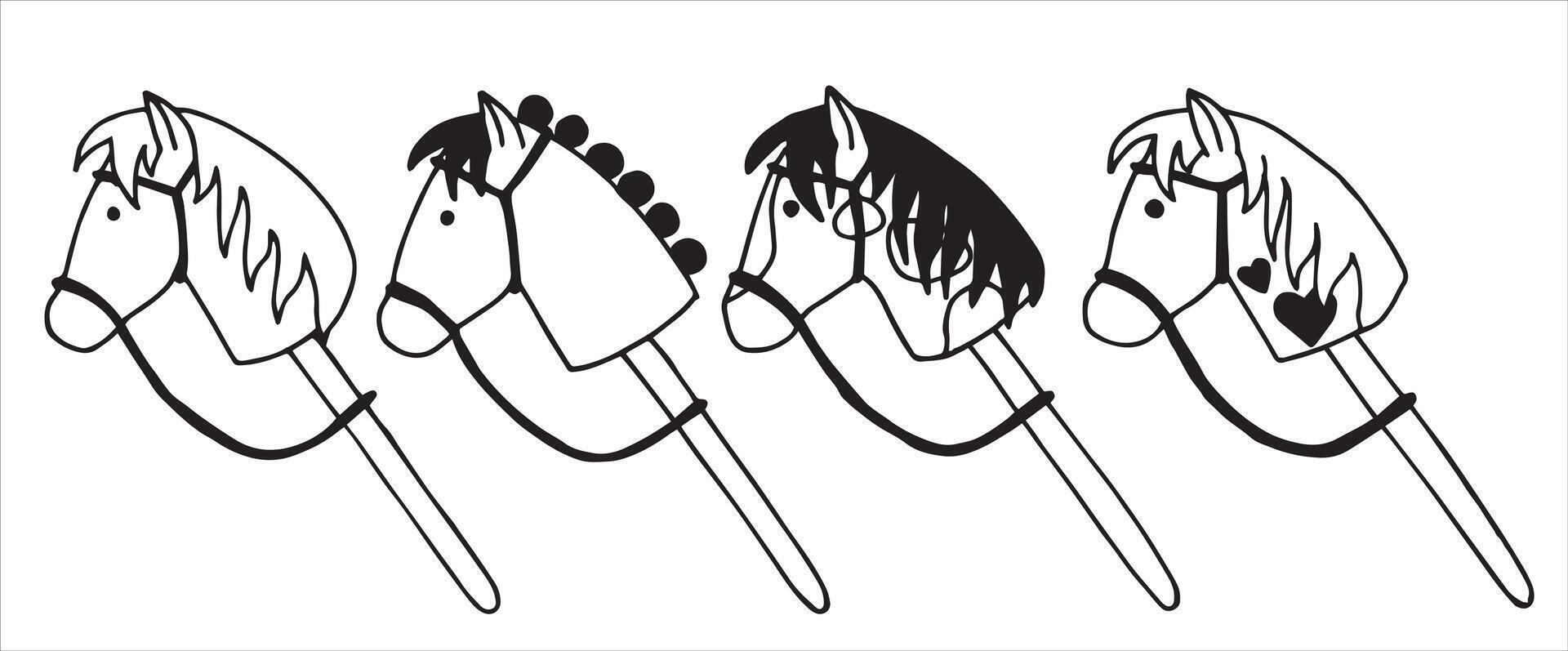 hobby horsing. cute doodle style illustration with a toy horse. vector