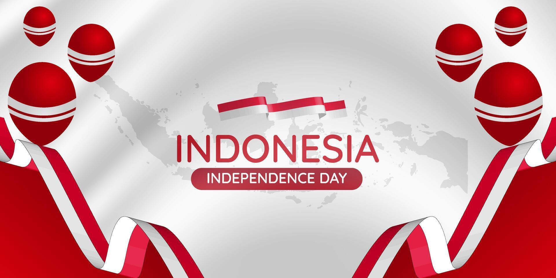 Indonesian happy independence day social media banner template vector