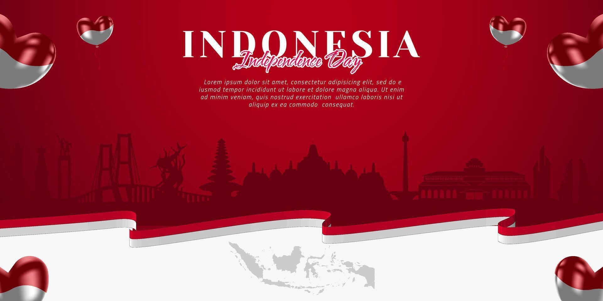 Indonesian happy independence day social media banner template vector