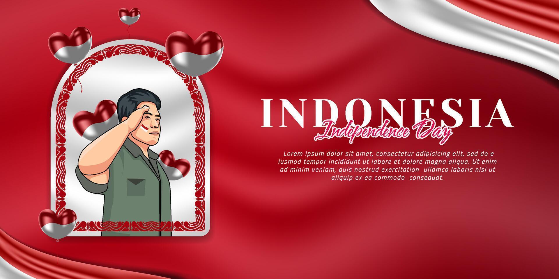Indonesian happy independence day social media banner template vector