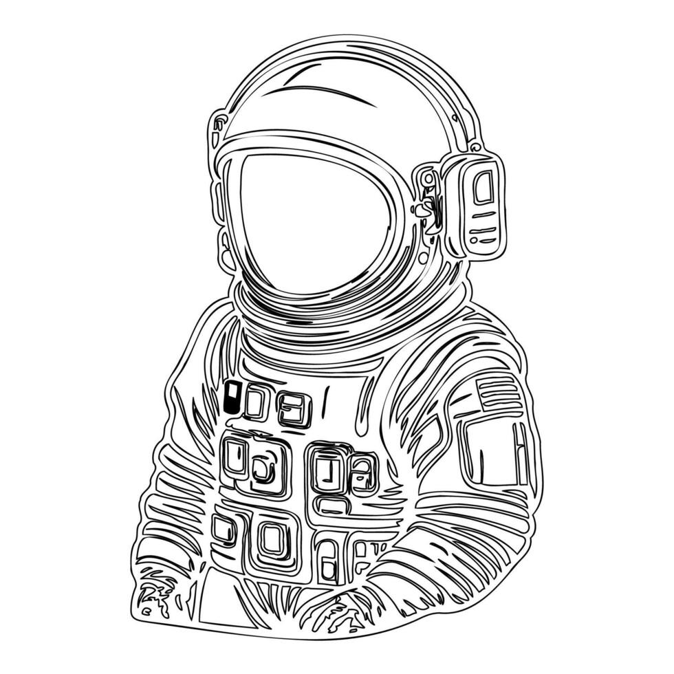 Astronaut outline illustration sketch vector
