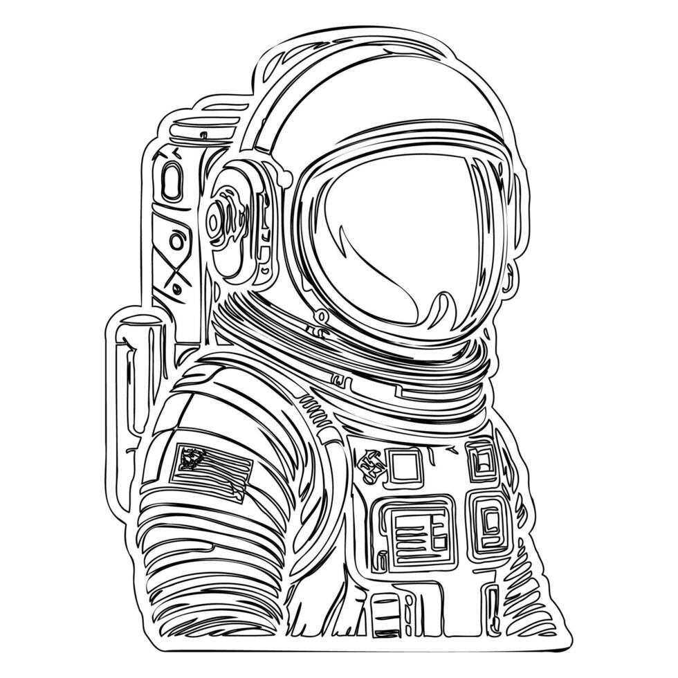 Astronaut outline illustration sketch vector