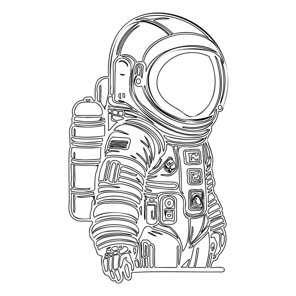 Astronaut outline illustration sketch vector