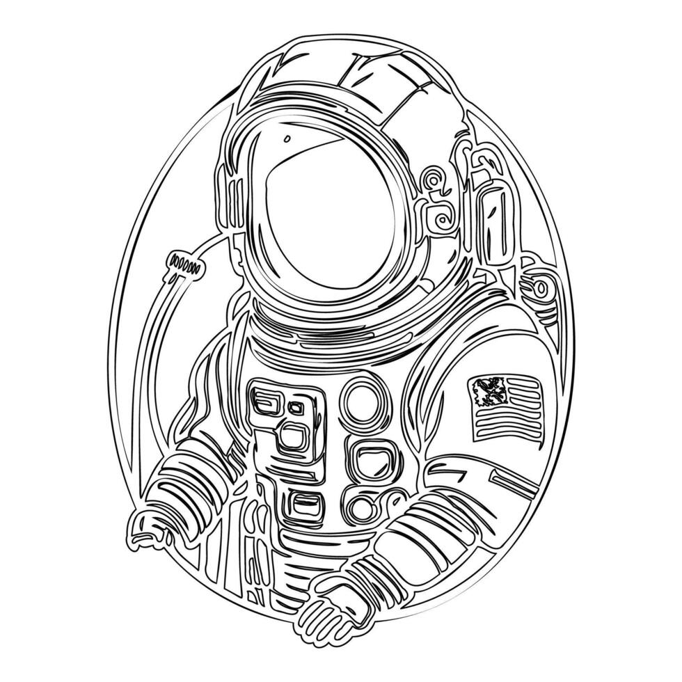 Astronaut outline illustration sketch vector