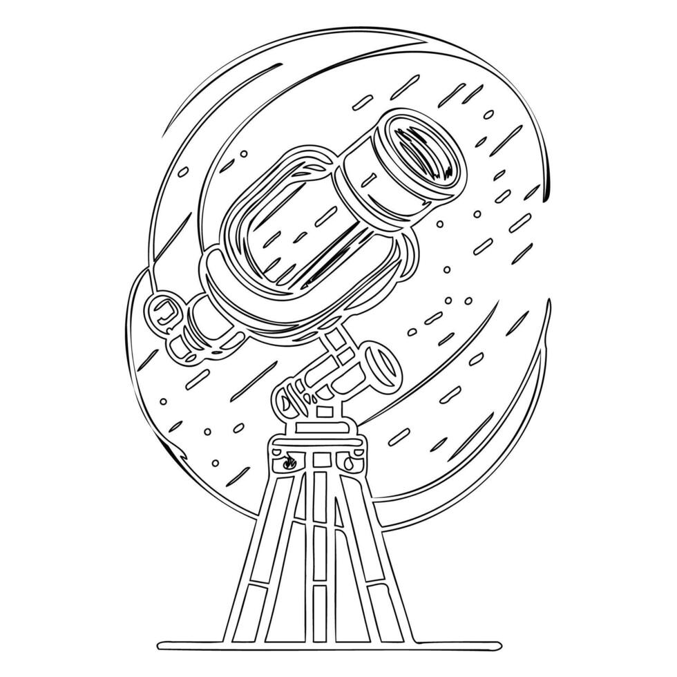 Telescope outline illustration sketch vector