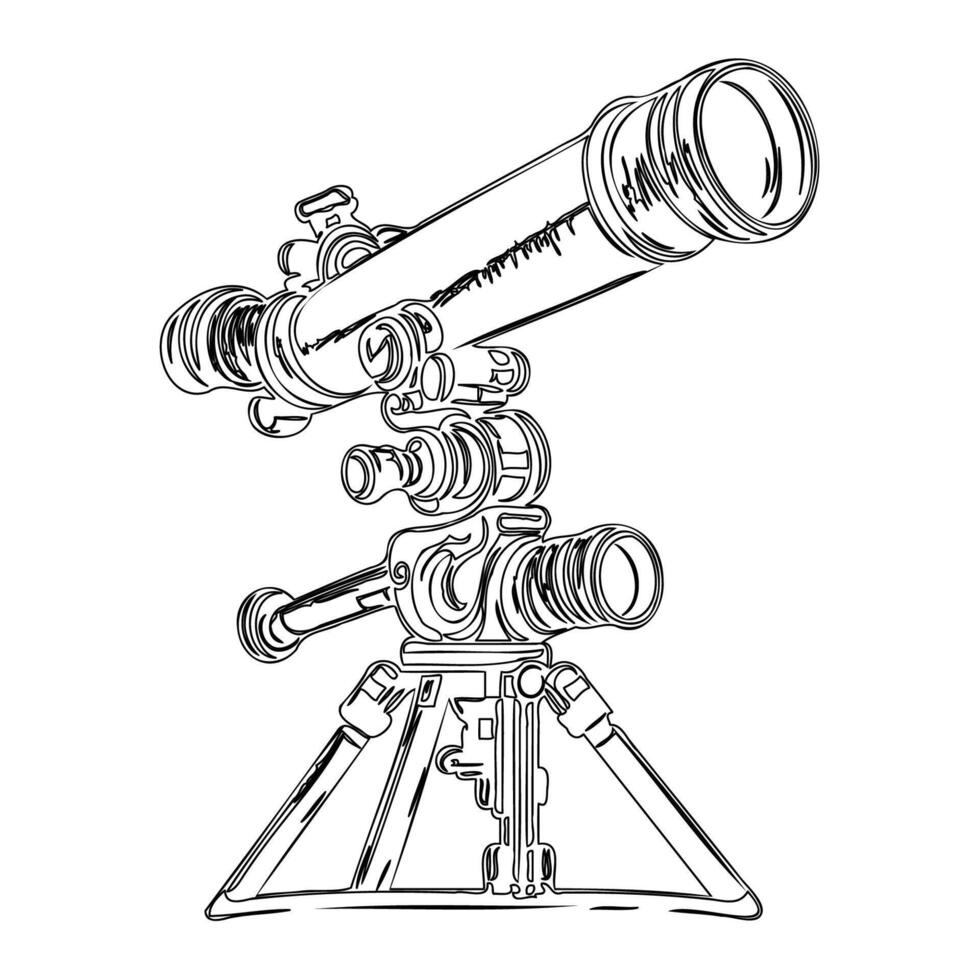 Telescope outline illustration sketch vector