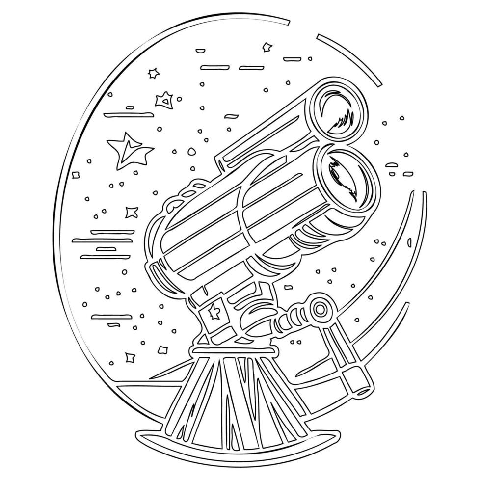 Telescope outline illustration sketch vector