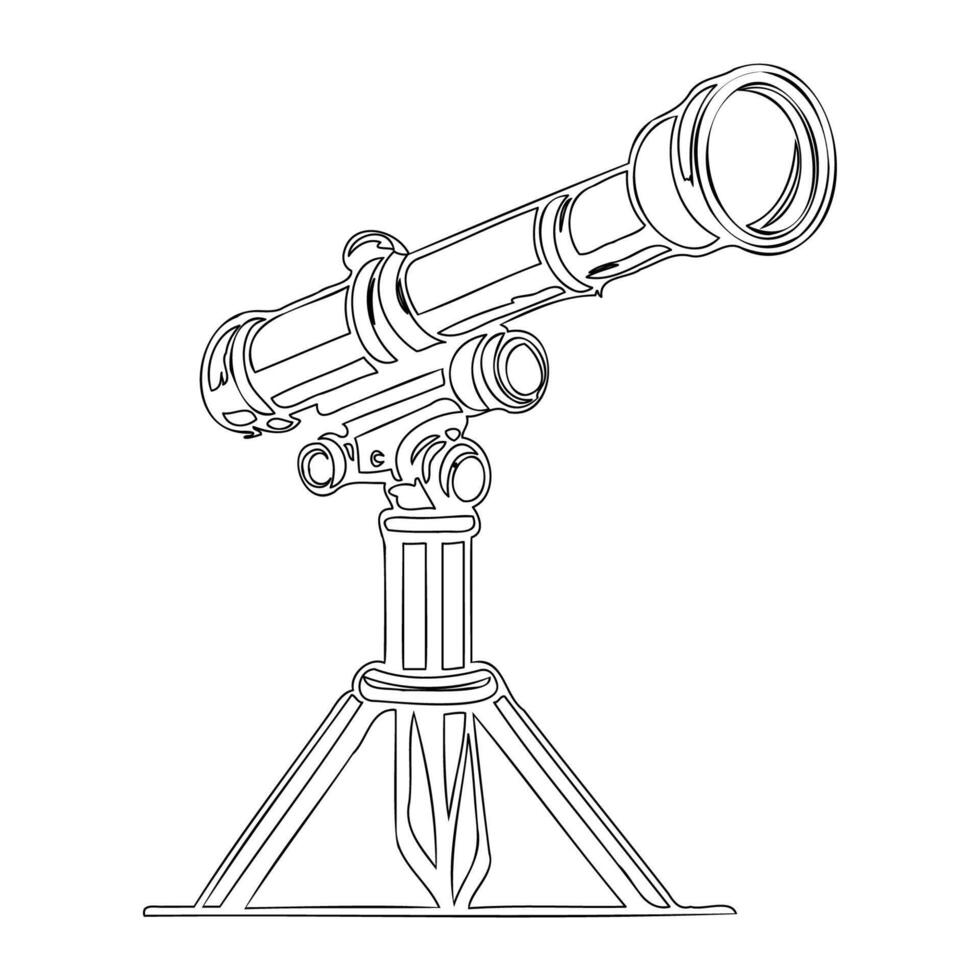 Telescope outline illustration sketch vector