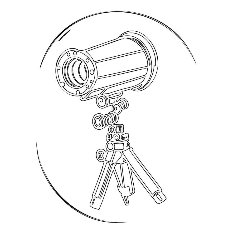 Telescope outline illustration sketch vector