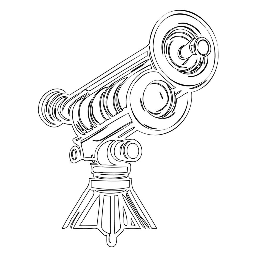 Telescope outline illustration sketch vector