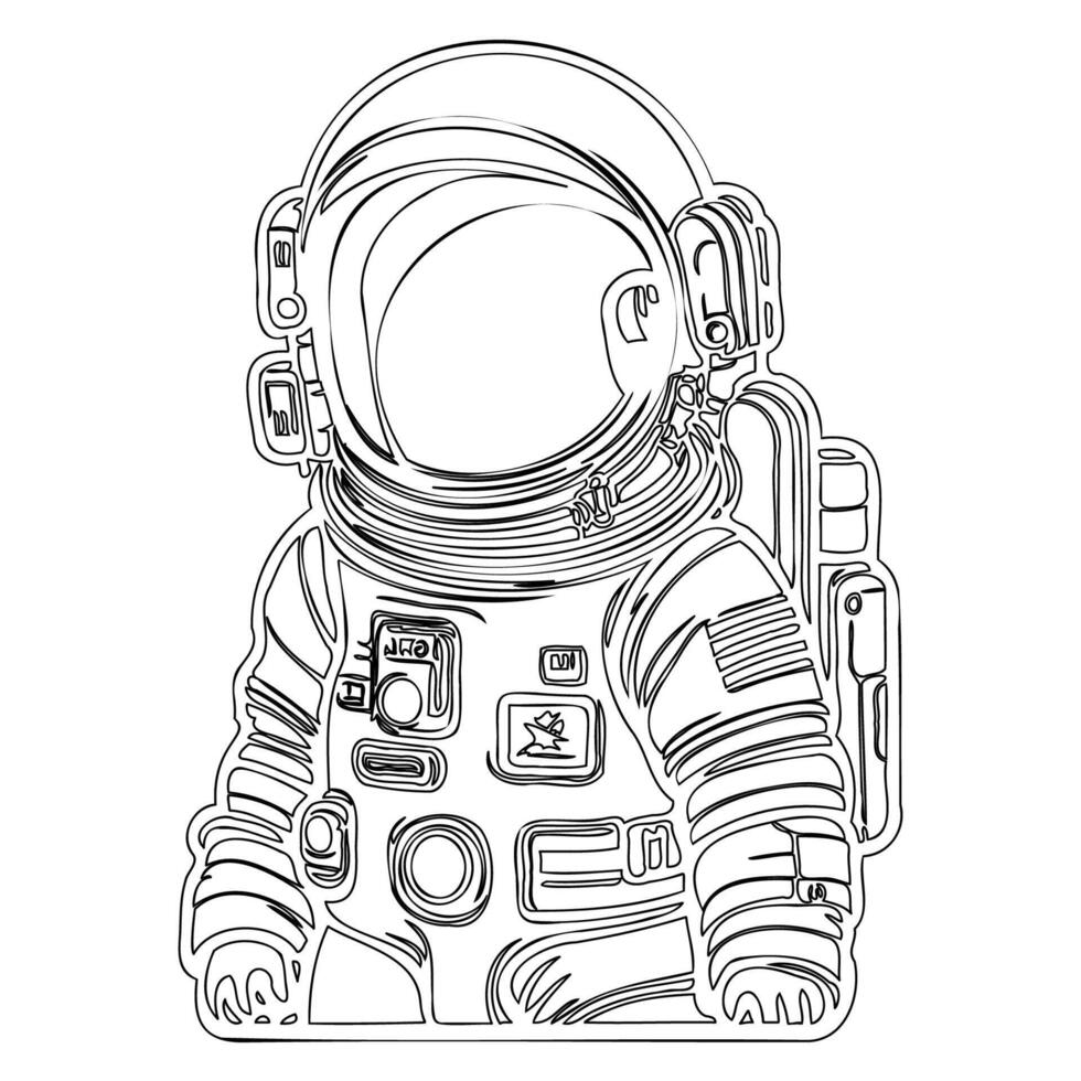 Astronaut outline illustration sketch vector