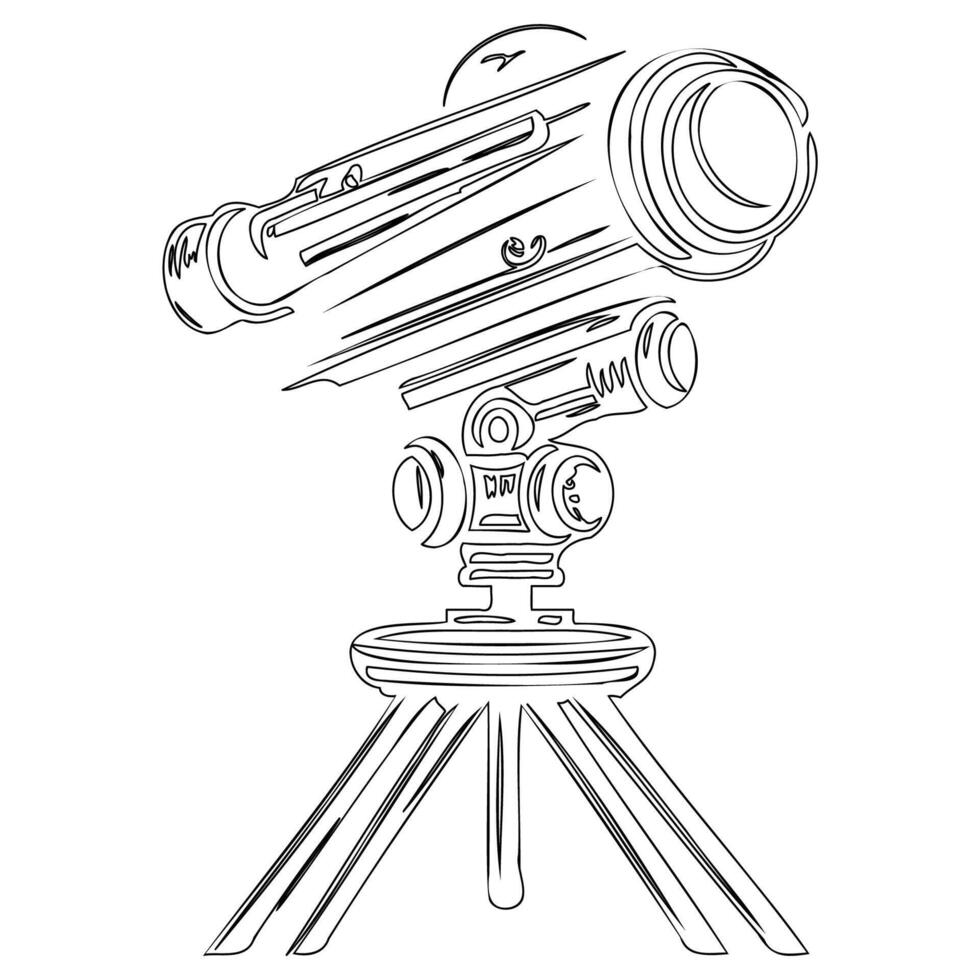 Telescope outline illustration sketch vector