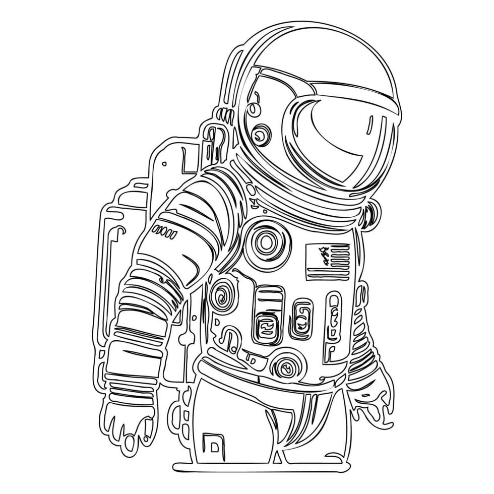 Astronaut outline illustration sketch vector