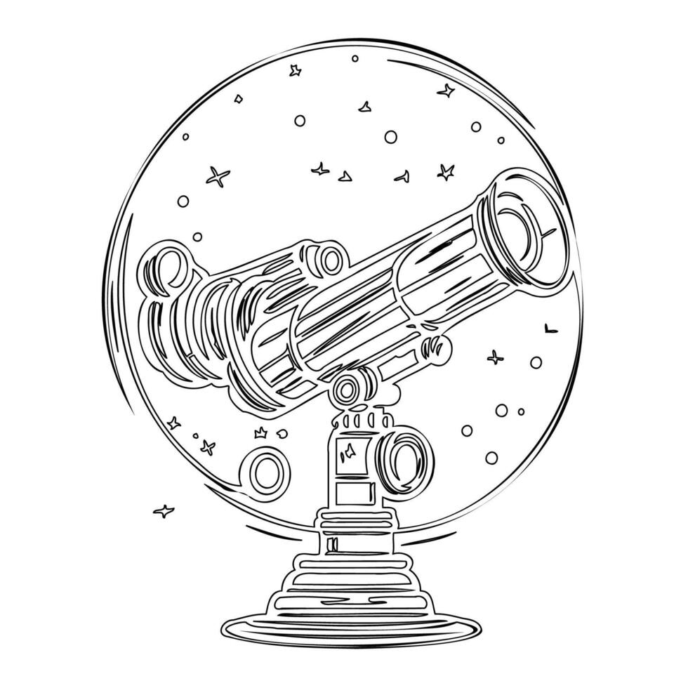 Telescope outline illustration sketch vector