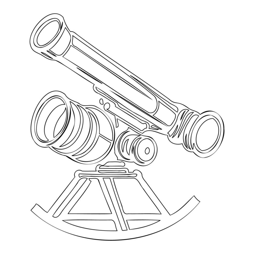 Telescope outline illustration sketch vector