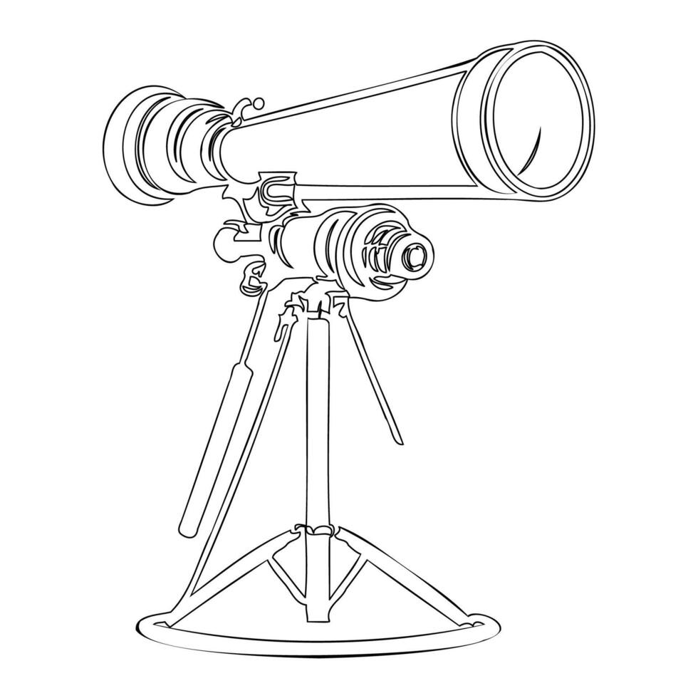 Telescope outline illustration sketch vector