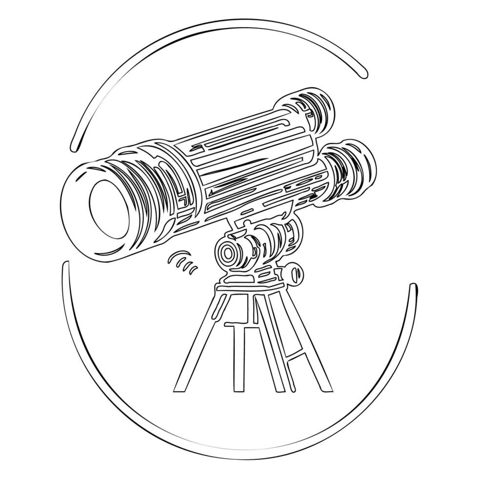 Telescope outline illustration sketch vector