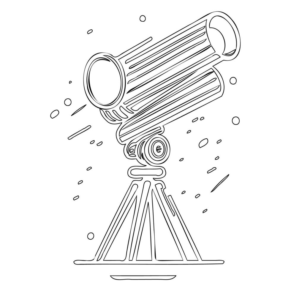 Telescope outline illustration sketch vector