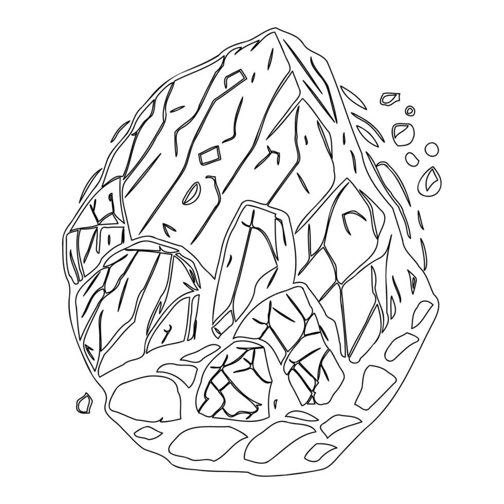 Asteroid stone outline illustration sketch vector