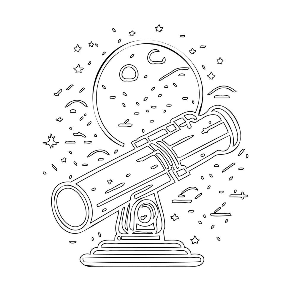 Telescope outline illustration sketch vector