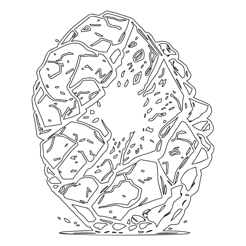 Asteroid stone outline illustration sketch vector