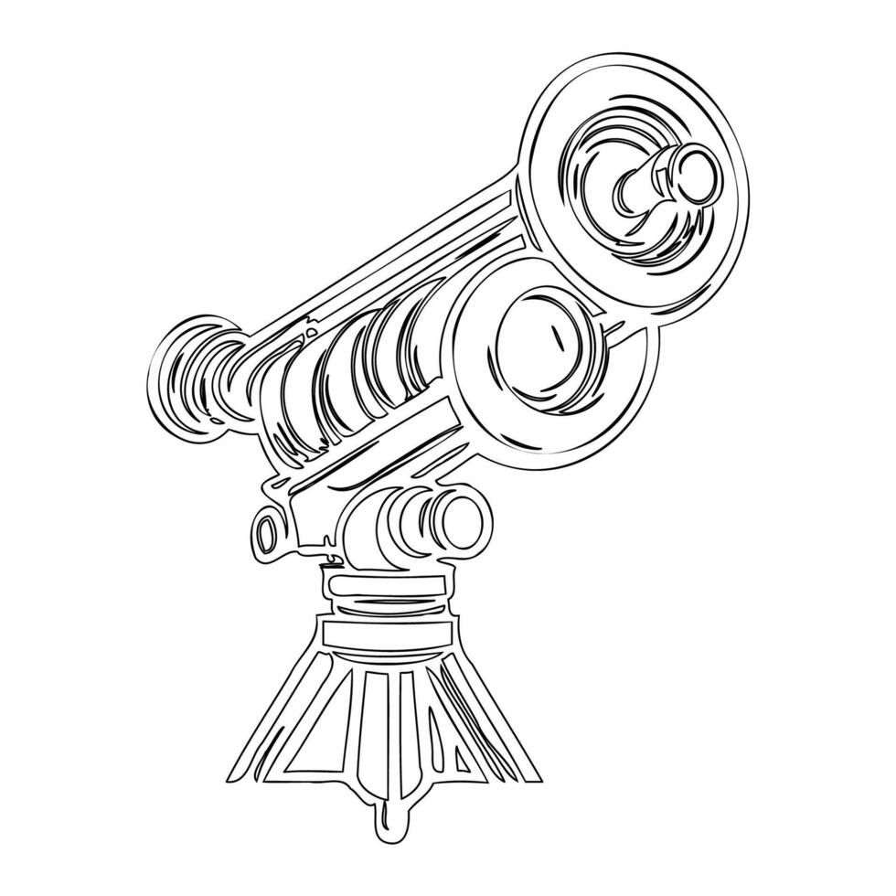 Telescope outline illustration sketch vector