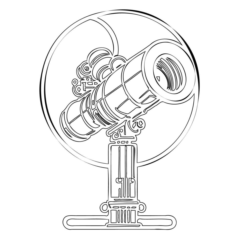Telescope outline illustration sketch vector