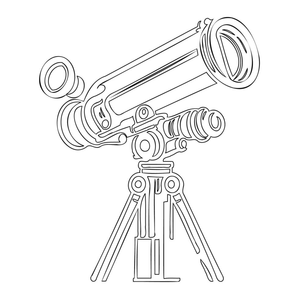 Telescope outline illustration sketch vector