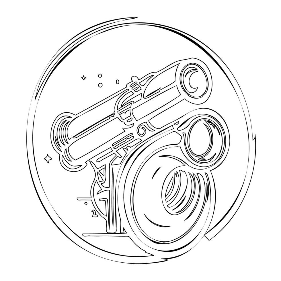 Telescope outline illustration sketch vector
