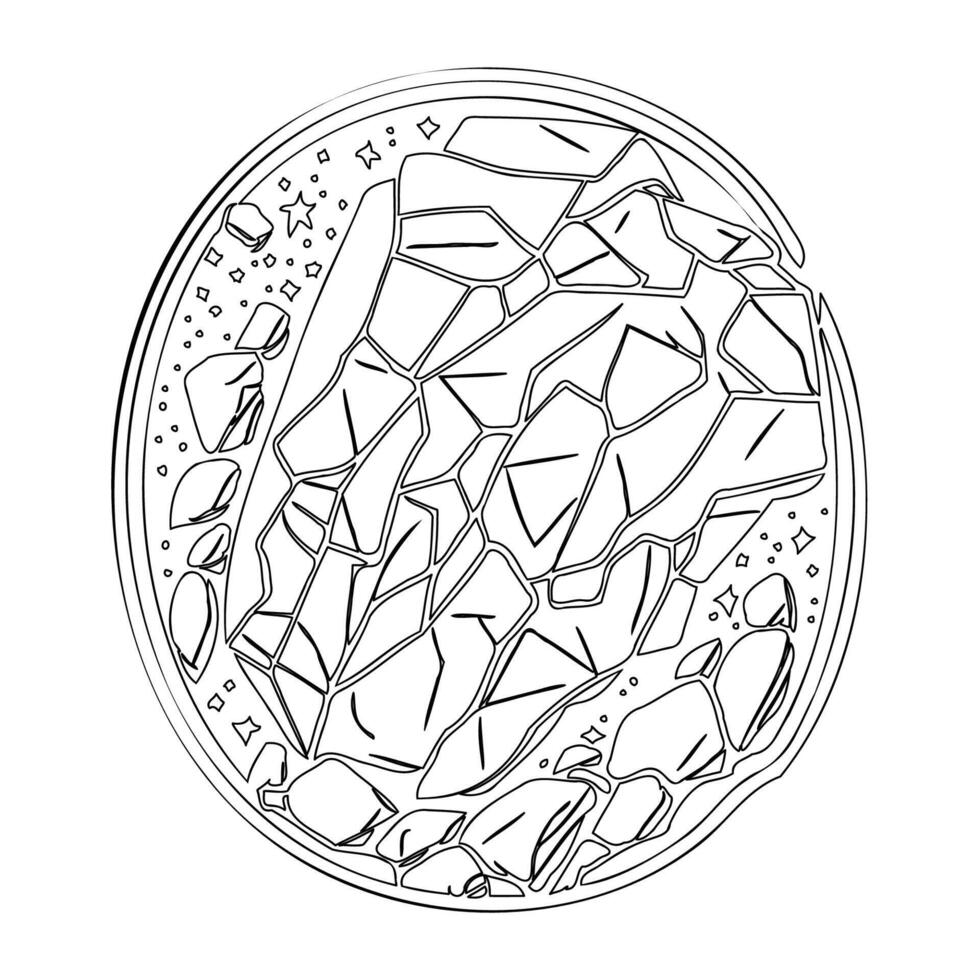 Asteroid stone outline illustration sketch vector
