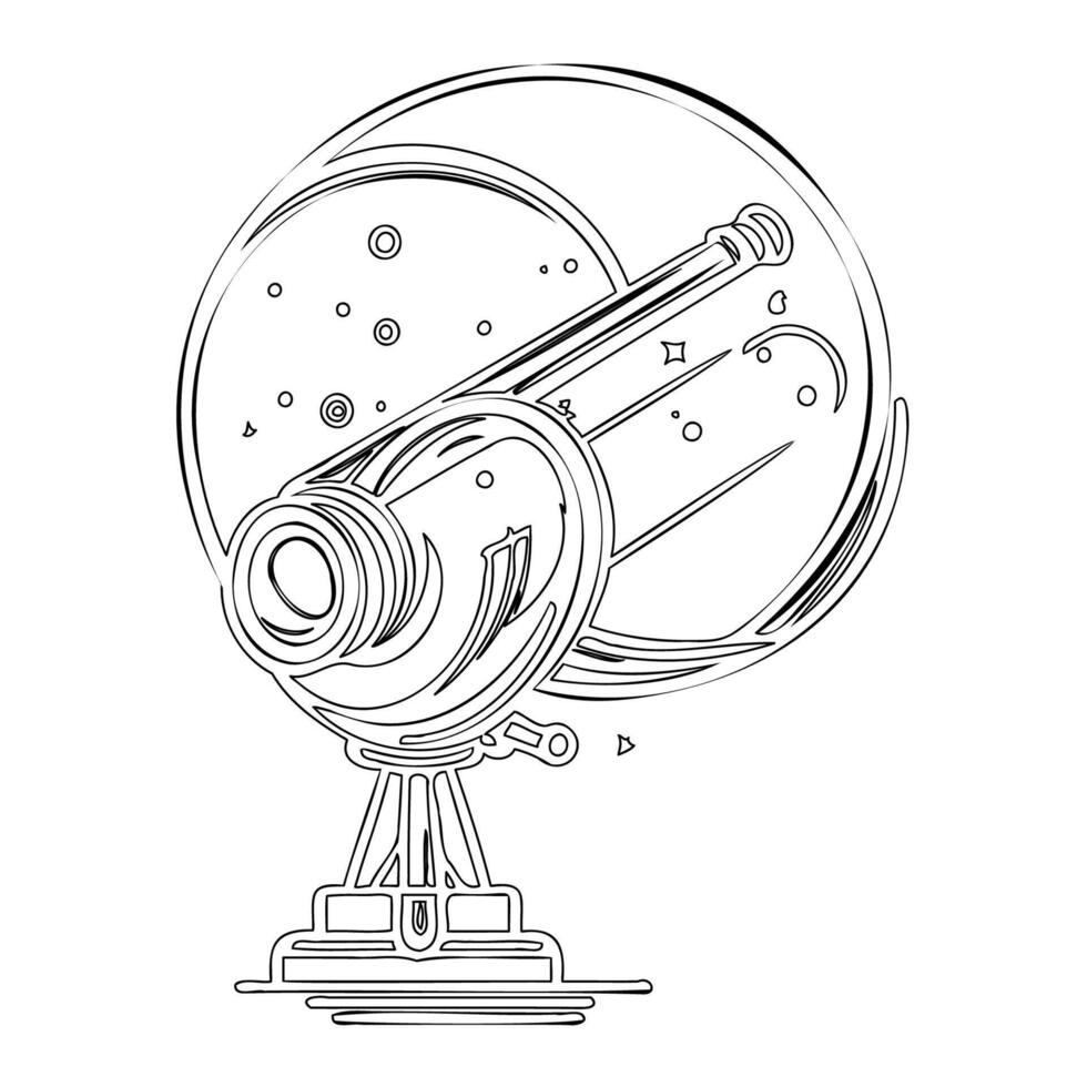 Telescope outline illustration sketch vector