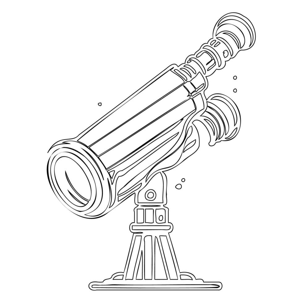 Telescope outline illustration sketch vector
