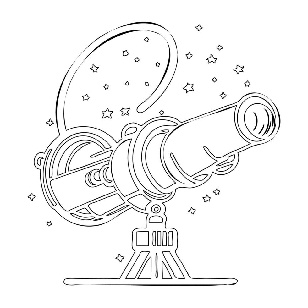 Telescope outline illustration sketch vector