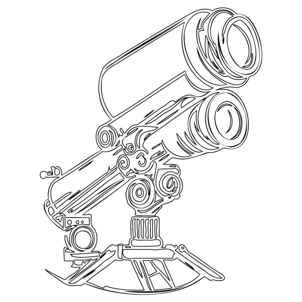 Telescope outline illustration sketch vector