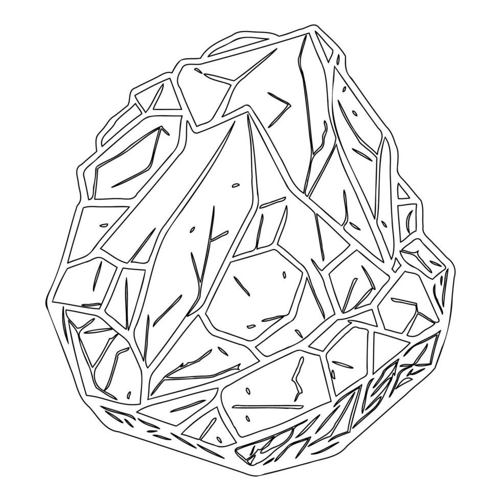 Asteroid stone outline illustration sketch vector