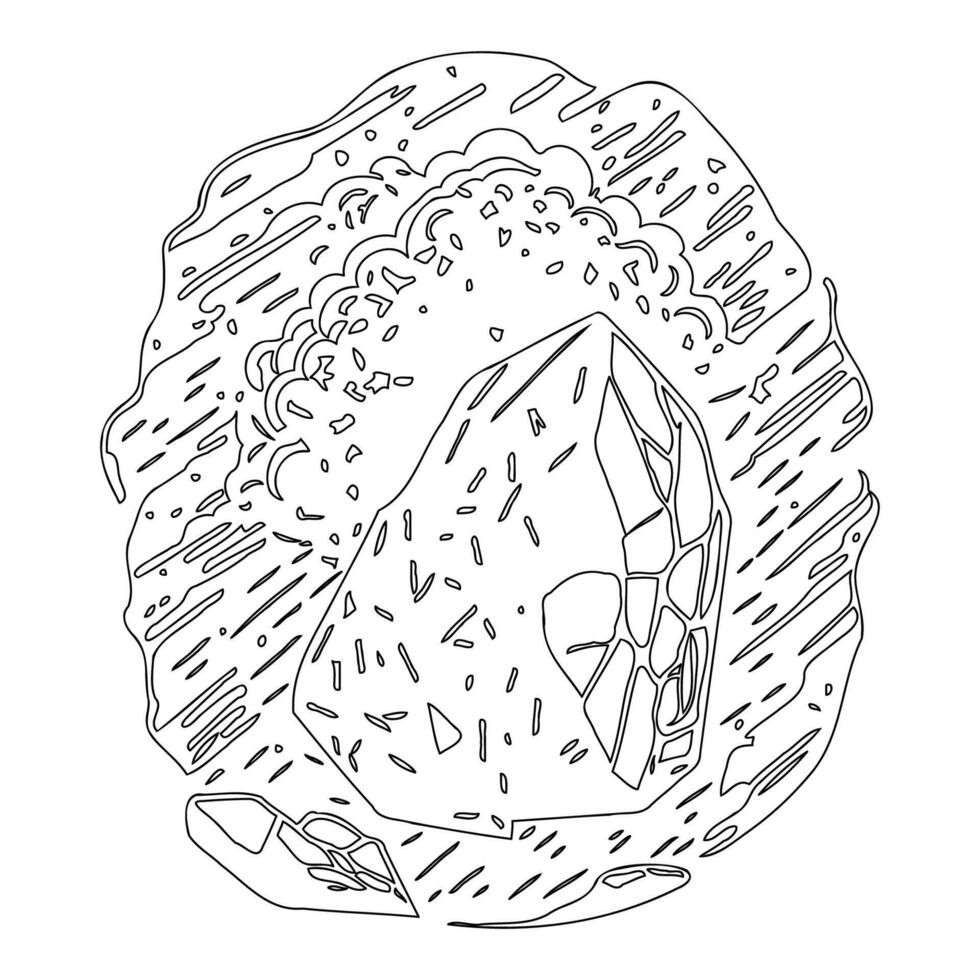 Asteroid stone outline illustration sketch vector