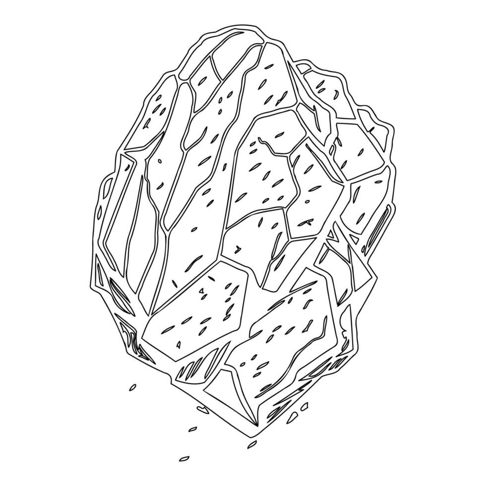 Asteroid stone outline illustration sketch vector