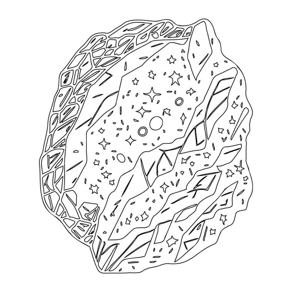 Asteroid stone outline illustration sketch vector