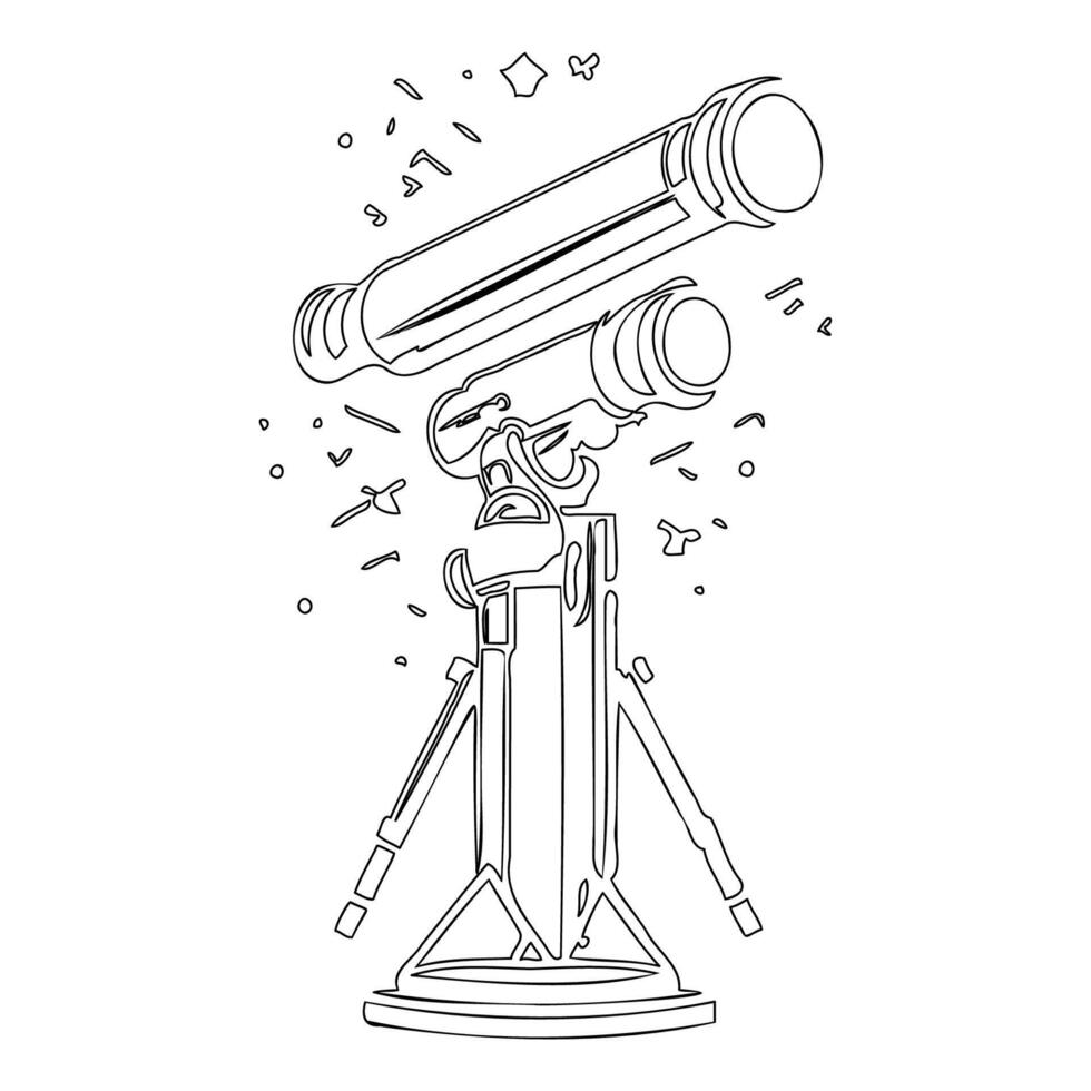 Telescope outline illustration sketch vector